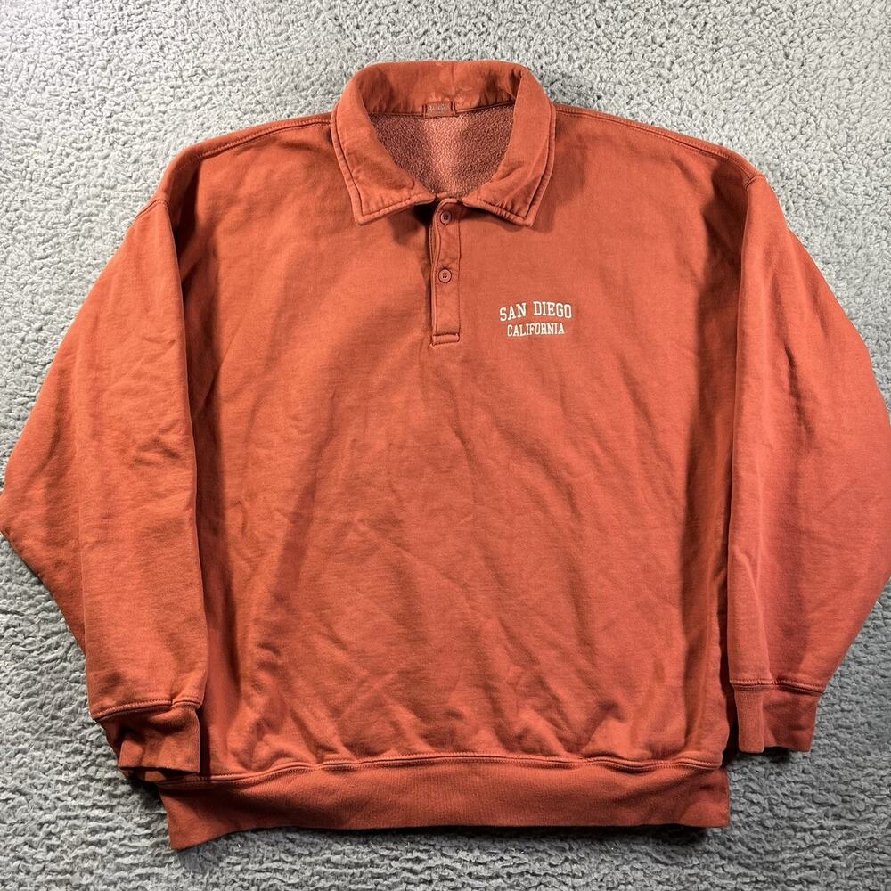 Brandy Melville John Galt San Diego California Polo Sweatshirt Orange One Size